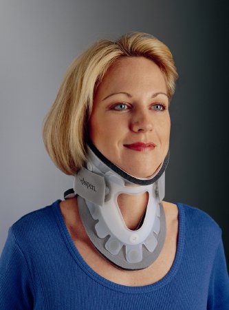 DJO Rigid Cervical Collar with Replacement Pads ProCare® Transitional 172 Preformed Adult Short Two-Piece / Trachea Opening 2-1/4 Inch Height 13 to 22 Inch Neck Circumference - Each - 79-83363-EA