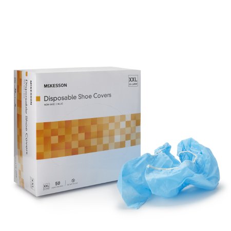 McKesson Shoe Cover McKesson 2X-Large Shoe High Nonskid Sole Blue NonSterile - Case of 2 - 16-3558-CS