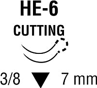Covidien Nonabsorbable Suture with Needle Sofsilk™ Silk HE-6 3/8 Circle Reverse Cutting Needle Size 7 - 0 Braided - Box of 1 - S-1768K-BX
