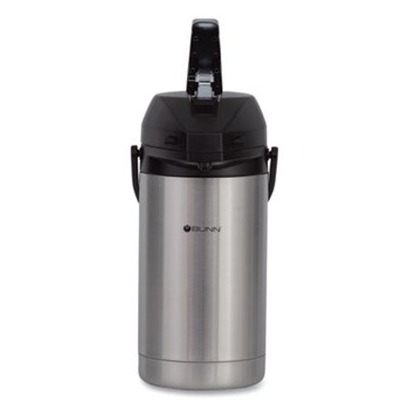 BUNN® 3 Liter Lever Action Airpot, Stainless Steel/Black - Each - BUN-AIRPOT30-EA