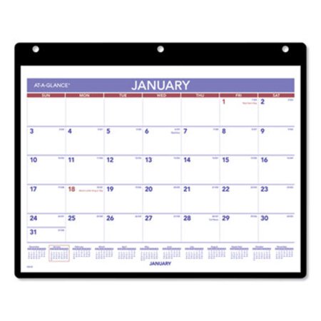 AT-A-GLANCE® Monthly Desk/Wall Calendar with Plastic Backboard and Bonus Pages, 11 x 8, White/Violet/Red Sheets, 12-Month (Jan-Dec): 2023 - Each - AAG-SK800-EA