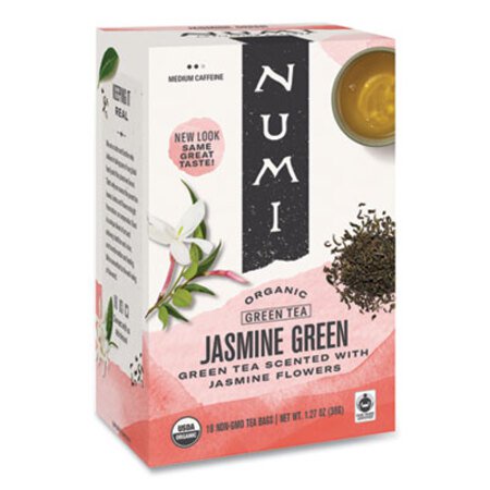 Numi® Organic Teas and Teasans, 1.27 oz, Jasmine Green, 18/Box - Box of 1 - NUM-10108-BX