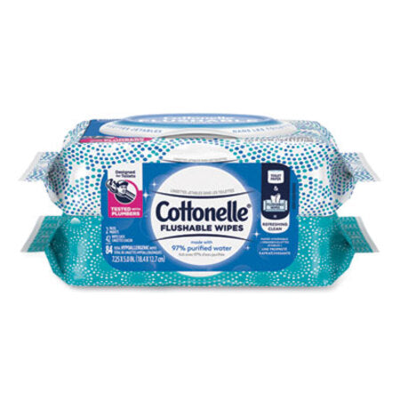 Cottonelle® Fresh Care Flushable Cleansing Cloths, 1-Ply, 3.73 x 5.5, White, 84/Pack - Pack of 1 - KCC-35970-PK