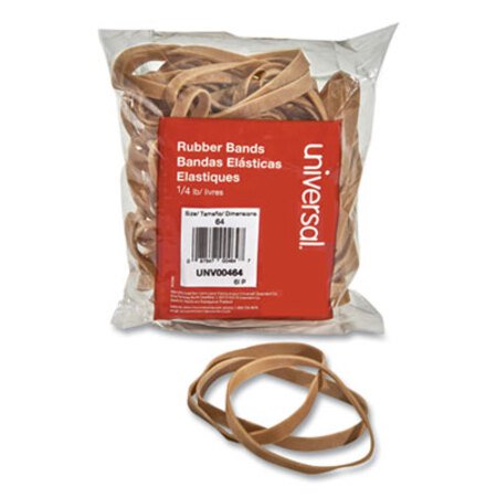 Universal® Rubber Bands, Size 64, 0.04" Gauge, Beige, 4 oz Box, 80/Pack - Pack of 1 - UNV-00464-PK