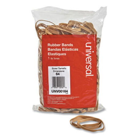 Universal® Rubber Bands, Size 64, 0.04" Gauge, Beige, 1 lb Bag, 320/Pack - Pack of 1 - UNV-00164-PK