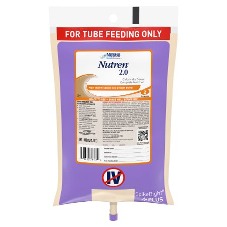 Nestle Healthcare Nutrition Tube Feeding Formula Nutren® 2.0 Unflavored Liquid 1000 mL Ready to Hang Prefilled Container - Case of 6 - 00798716441469-CS