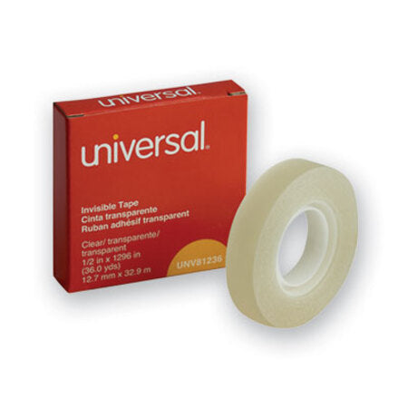 Universal® Invisible Tape, 1" Core, 0.5" x 36 yds, Clear - Roll of 1 - UNV-81236-RL