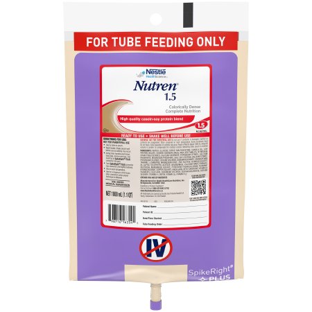 Nestle Healthcare Nutrition Tube Feeding Formula Nutren® 1.5 Unflavored Liquid 1000 mL Ready to Hang Prefilled Container - Case of 6 - 10798716263549-CS