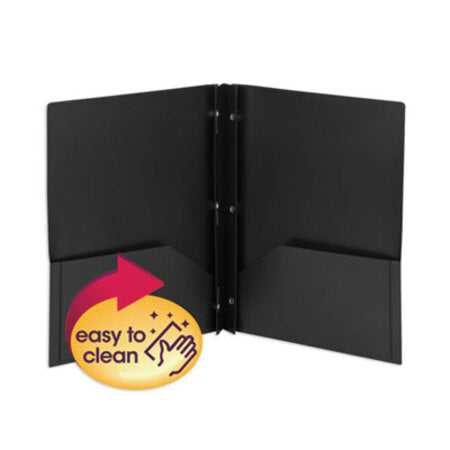 Smead™ Poly Two-Pocket Folder with Fasteners, 180-Sheet Capacity, 11 x 8.5, Black, 25/Box - Box of 1 - SMD-87725-BX