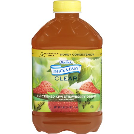 Hormel Food Sales Thickened Beverage Thick & Easy® 46 oz. Bottle Kiwi Strawberry Flavor Liquid IDDSI Level 3 Moderately Thick/Liquidized - Each - 11840-EA