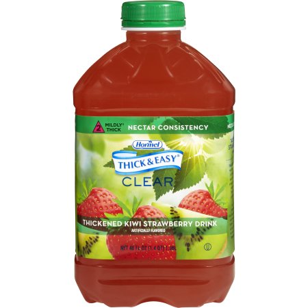 Hormel Food Sales Thickened Beverage Thick & Easy® 46 oz. Bottle Kiwi Strawberry Flavor Liquid IDDSI Level 2 Mildly Thick - Each - 27930-EA