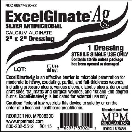 MPM Medical Silver Alginate Dressing ExcelGinate® AG 2 X 2 Inch Square Sterile - Each - MP00830-EA
