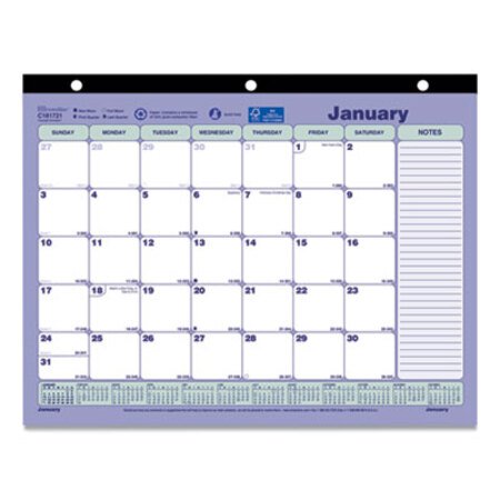 Brownline® Monthly Desk Pad Calendar, 11 x 8.5, White/Blue/Green Sheets, Black Binding, 12-Month (Jan to Dec): 2023 - Each - RED-C181721-EA