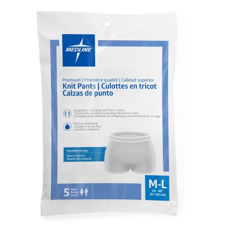 Medline Protection Plus® Knit Pant Unisex Knit Weave Medium / Large Pull On Reusable - Case of 100 - MSC86300-CS