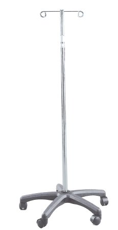 Drive Medical IV Stand 2-Hook Five Swivel Ball Bearing Casters - Case of 2 - 13016-2-CS