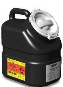 BD RCRA Waste Container BD™ Black Base 10-1/2 H X 7-1/2 W X 12 L Inch Vertical Entry 3 Gallon - Case of 12 - 305066-CS