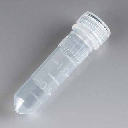 Globe Scientific Microcentrifuge Tube Conical Bottom Plain 2 mL Without Color Coding Screw Cap Polypropylene Tube - Case of 1000 - 111730-CS