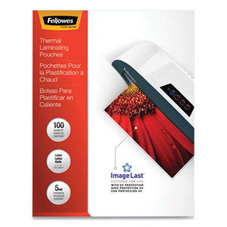 Fellowes® ImageLast Laminating Pouches with UV Protection, 5 mil, 9" x 11.5", Clear, 100/Pack - Pack of 1 - FEL-52040-PK
