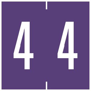 Tabbies Pre-Printed Label Chart Tab Purple 4 | 4 White Numeric 1-7/8 Inch - Roll of 500 - 94904-RL