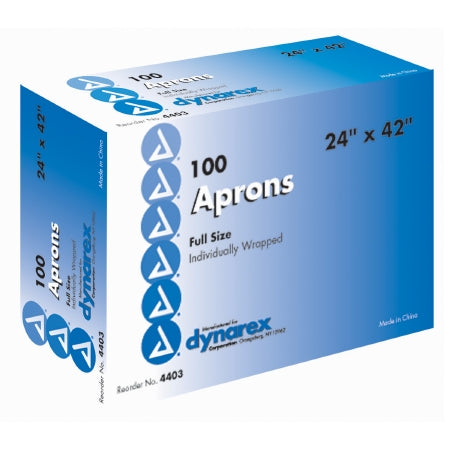 Dynarex General Purpose Apron Dynarex White Disposable - Box of 1 - 4403-BX