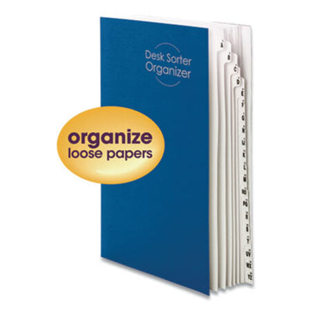 Smead™ Deluxe Expandable Indexed Desk File/Sorter, Reinforced Tabs, 20 Dividers, Alpha/Numeric Index, Legal Size, Dark Blue Cover - Each - SMD-89237-EA
