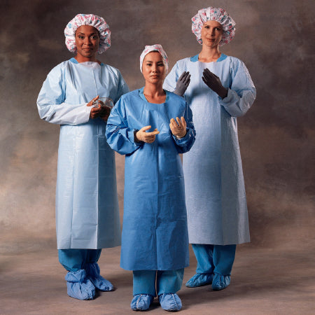 O&M Halyard Inc Protective Procedure Gown One Size Fits Most Blue NonSterile Not Rated Disposable - Case of 100 - 69600-CS