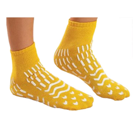 Alba Healthcare Fall Management Slipper Socks Care-Steps® Medium Yellow Ankle High - Case of 4 - 80180-CS