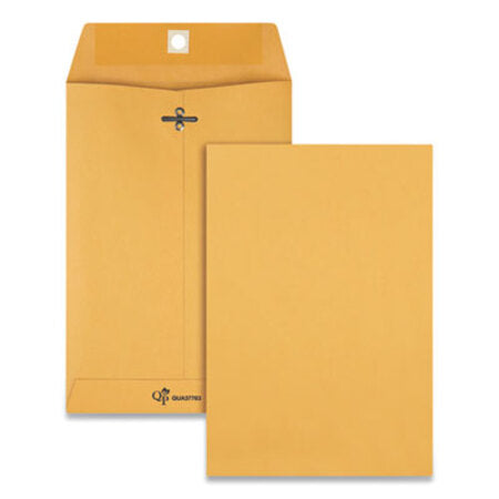 Quality Park™ Clasp Envelope, 32 lb Bond Weight Kraft, #1 3/4, Square Flap, Clasp/Gummed Closure, 6.5 x 9.5, Brown Kraft, 100/Box - Box of 1 - QUA-37763-BX