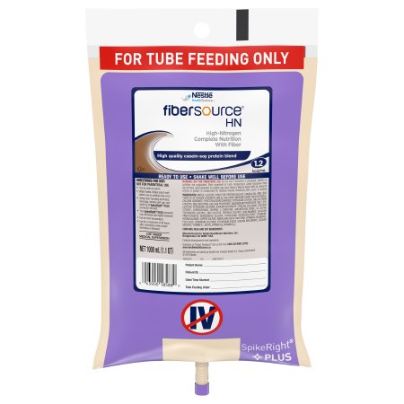 Nestle Healthcare Nutrition Tube Feeding Formula Fibersource® HN Unflavored Liquid 1000 mL Ready to Hang Prefilled Container - Case of 6 - 10043900185887-CS