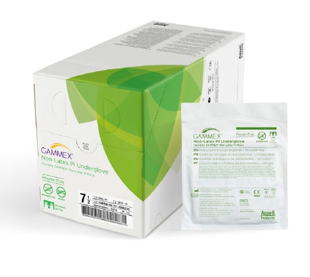 Ansell Surgical Underglove GAMMEX® Non-Latex PI Underglove Size 5.5 Sterile Polyisoprene Standard Cuff Length Micro-Textured Green Chemo Tested - Case of 200 - 20687255-CS