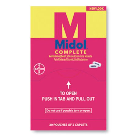 Midol® Complete Menstrual Caplets, Two-Pack, 30 Packs/Box - Box of 1 - PFY-BXMD30-BX