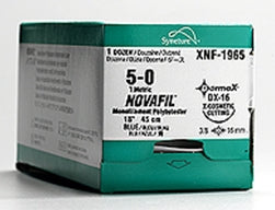Covidien Nonabsorbable Suture with Needle Novafil™ Polybutester SS-24 1/4 Circle Center Point Spatula Needle Size 6 - 0 Monofilament - Box of 1 - PB-6713K-BX