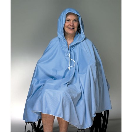 Skil-Care Shower Poncho Blue One Size Fits Most Over-the-Head Drawstring Closure Unisex - Each - 909120-EA