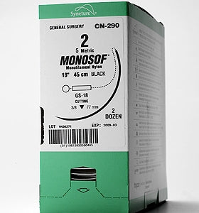 Covidien Nonabsorbable Suture with Needle Monosof™ Nylon SE-140-8 3/8 Circle Spatula Needle Size 10 - 0 Monofilament - Box of 1 - N-2718K-BX
