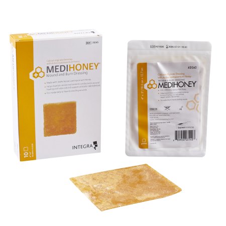 McKesson Honey Impregnated Wound Dressing MEDIHONEY® Rectangle 4 X 5 Inch Sterile - Case of 50 - 31045-CS