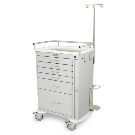 Harloff Emergency Cart Steel 22 X 38 X 44.5 Inch Gray 23 X 17 Inch Drawer, Four 3 Inch, One 6 Inch, One 12 Inch - Each - 6401-EA