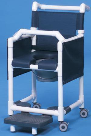 IPU Commode / Shower Chair ipu® Fixed Arms PVC Frame Mesh Backrest 17-1/4 Inch Seat Width 300 lbs. Weight Capacity - Each - SCC777G-EA