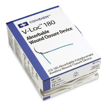 Covidien Absorbable Suture with Needle V-Loc™ 180 Wound Closure Device Polyglyconate P-14 3/8 Circle Precision Reverse Cutting Needle Size 3 - 0 Barbed Monofilament - Box of 1 - VLOCL0114-BX