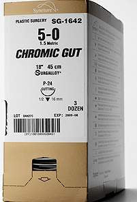 Covidien Absorbable Suture with Needle Chromic Gut SS-2 1/2 Circle Spatula Needle Size 4 - 0 - Box of 1 - G-1798K-BX
