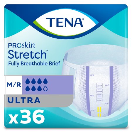 Essity HMS North America Inc Unisex Adult Incontinence Brief TENA ProSkin Stretch™ Ultra Medium Disposable Heavy Absorbency - Bag of 36 - 67802-BG