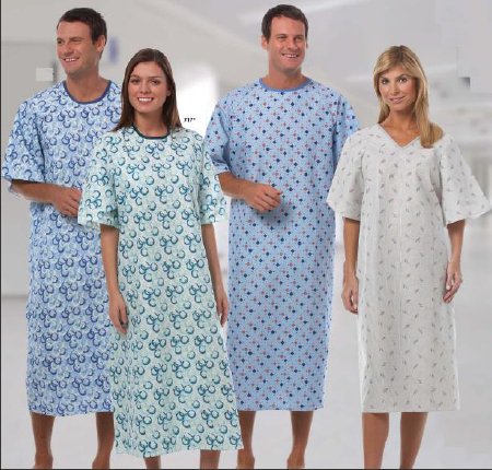 Fashion Seal Uniforms Patient Exam Gown One Size Fits Most Blue Optix Print Reusable - Each - 719-NS-EA