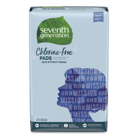 Seventh Generation® Chlorine-Free Maxi Pads, Regular, 24/Pack, 6 Packs/Carton - CT/1 - SEV-45027CT-CT