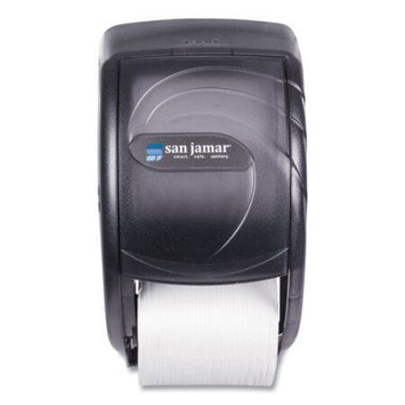 San Jamar® Duett Standard Bath Tissue Dispenser, Oceans, 7.5 x 7 x 12.75, Transparent Black Pearl - Each - SJM-R3590TBK-EA