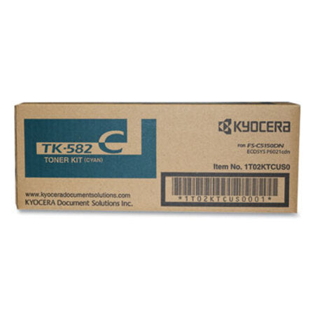 Kyocera TK582C High-Yield Toner, 2,800 Page-Yield, Cyan - Each - KYO-TK582C-EA