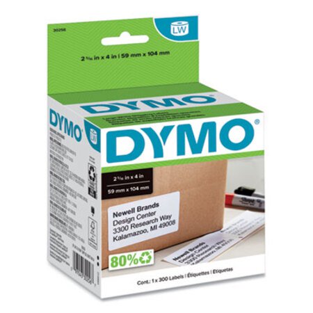 Dymo® LabelWriter Shipping Labels, 2.31" x 4", White, 300 Labels/Roll - Box of 1 - DYM-30256-BX