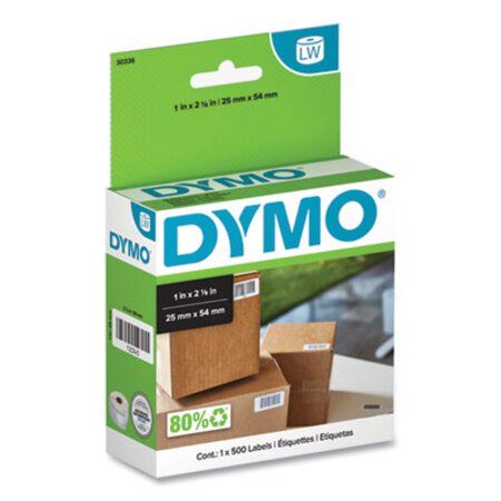 Dymo® LabelWriter Multipurpose Labels, 1" x 2.12", White, 500 Labels/Roll - Box of 1 - DYM-30336-BX