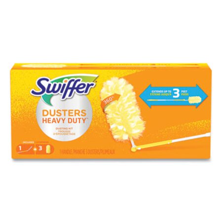 Swiffer® Heavy Duty Dusters with Extendable Handle, 14" to 3 ft Handle, 1 Handle and 3 Dusters/Kit - KT/1 - PGC-82074-KT