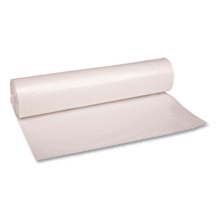 Boardwalk® Recycled Low-Density Polyethylene Can Liners, 56 gal, 1.1 mil, 43" x 47", Clear, 10 Bags/Roll, 10 Rolls/Carton - CT/1 - BWK-532-CT