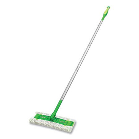 Swiffer® Sweeper Mop, 10 x 4.8 White Cloth Head, 46" Green/Silver Aluminum/Plastic Handle, 3/Carton - CT/1 - PGC-09060CT-CT