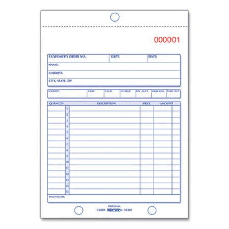 Rediform® Sales Book, 15 Lines, Three-Part Carbonless, 5.5 x 7.88, 50 Forms Total - Each - RED-5L350-EA